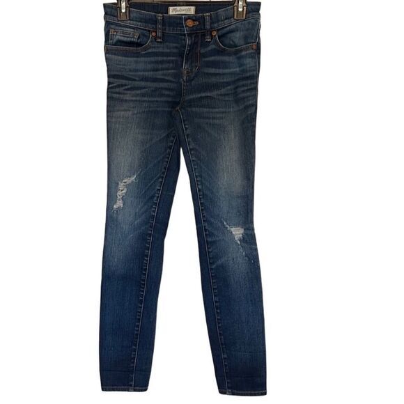 Madewell jeans Size 26 distressed skinny skinny five pocket front zip and button - Picture 1 of 8